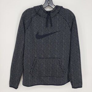 Nike Geometric Print‎ Hoodie Sweatshirt L Womens Pullover Black White